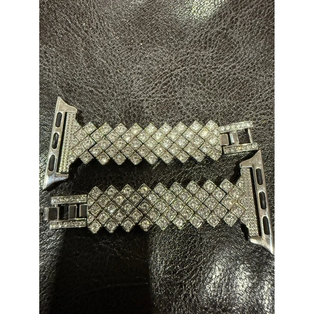 Rhinestone Watch Band For Apple Watch Silver Tone Bling Diamond Ladies‎